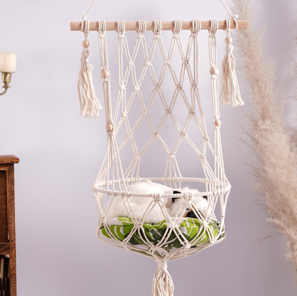 Cat Swing Bed Cat Cage Cotton Rope Wicker Hanging Cat Bed