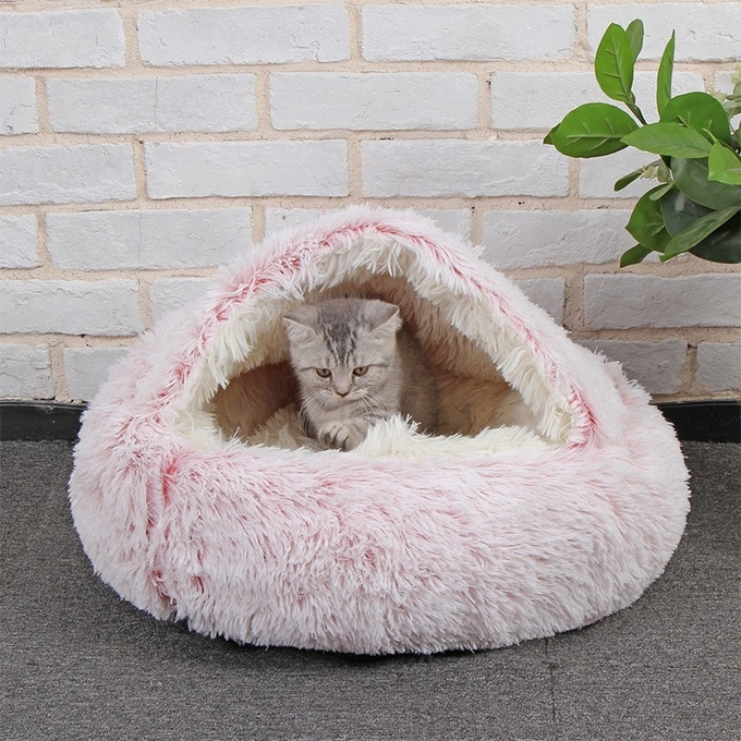 cama do gato unida à cama humana